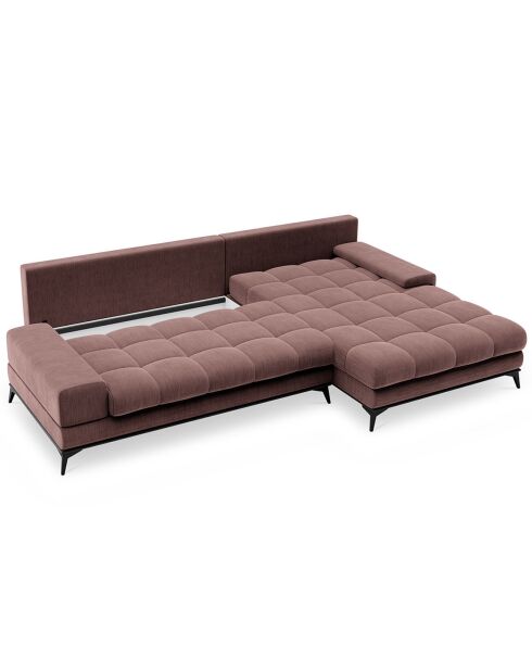 Canapé d'angle droit convertible avec coffre de rangement deneb 5 places rose foncé - 315x212x87cm