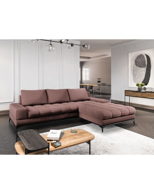 Canapé d'angle droit convertible avec coffre de rangement deneb 5 places rose foncé - 315x212x87cm
