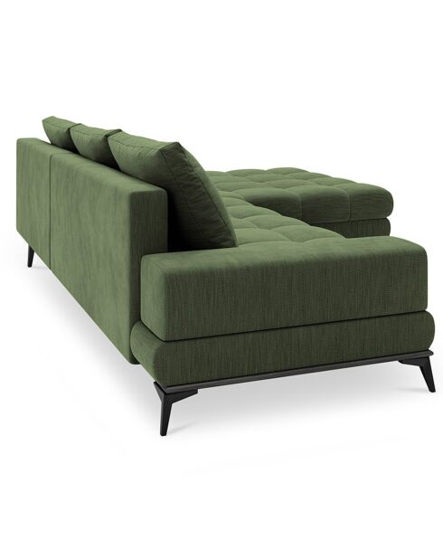 Canapé d'angle droit convertible avec coffre de rangement deneb 5 places vert - 315x212x87cm