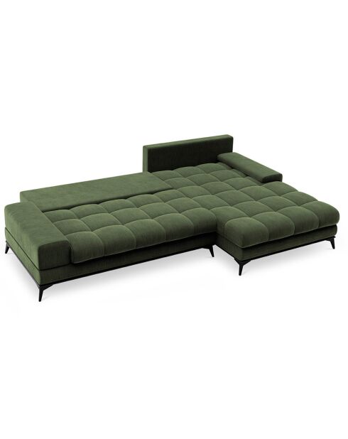 Canapé d'angle droit convertible avec coffre de rangement deneb 5 places vert - 315x212x87cm