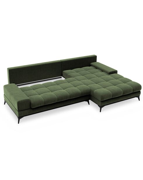 Canapé d'angle droit convertible avec coffre de rangement deneb 5 places vert - 315x212x87cm