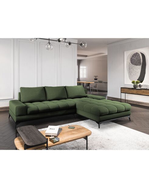 Canapé d'angle droit convertible avec coffre de rangement deneb 5 places vert - 315x212x87cm