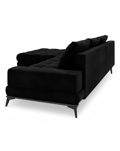 Canapé d'angle gauche velours convertible avec coffre de rangement Deneb 5 places noir - 315x212x87 cm