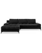 Canapé d'angle gauche convertible avec coffre de rangement Deneb 5 places noir - 315x212x87cm