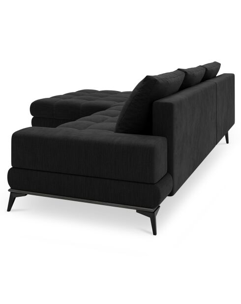 Canapé d'angle gauche convertible avec coffre de rangement Deneb 5 places noir - 315x212x87cm