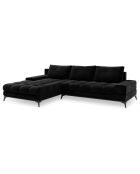 Canapé d'angle gauche velours convertible avec coffre de rangement Deneb 5 places noir - 315x212x87 cm