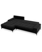 Canapé d'angle gauche convertible avec coffre de rangement Deneb 5 places noir - 315x212x87cm