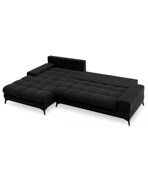 Canapé d'angle gauche convertible avec coffre de rangement Deneb 5 places noir - 315x212x87cm