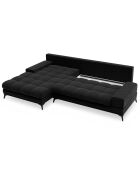 Canapé d'angle gauche convertible avec coffre de rangement Deneb 5 places noir - 315x212x87cm