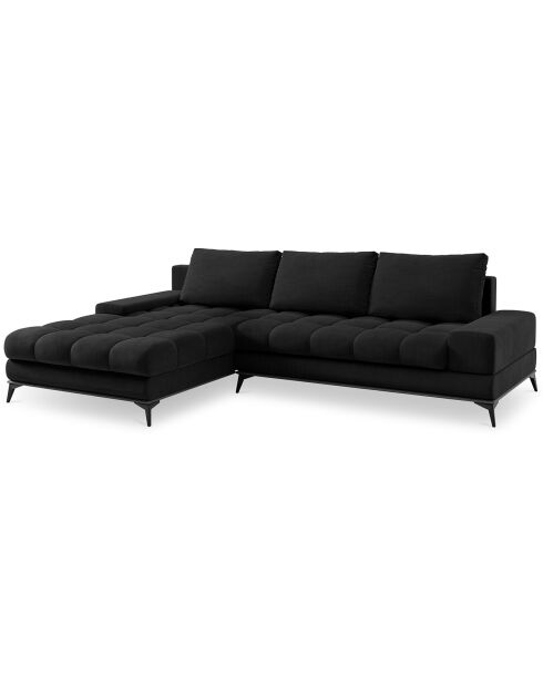 Canapé d'angle gauche convertible avec coffre de rangement Deneb 5 places noir - 315x212x87cm