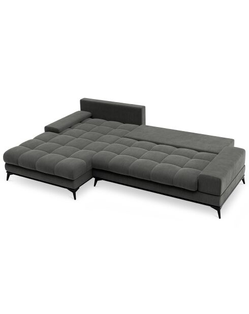 Canapé d'angle gauche convertible avec coffre de rangement Deneb 5 places gris foncé - 315x212x87cm
