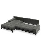 Canapé d'angle gauche convertible avec coffre de rangement Deneb 5 places gris foncé - 315x212x87cm