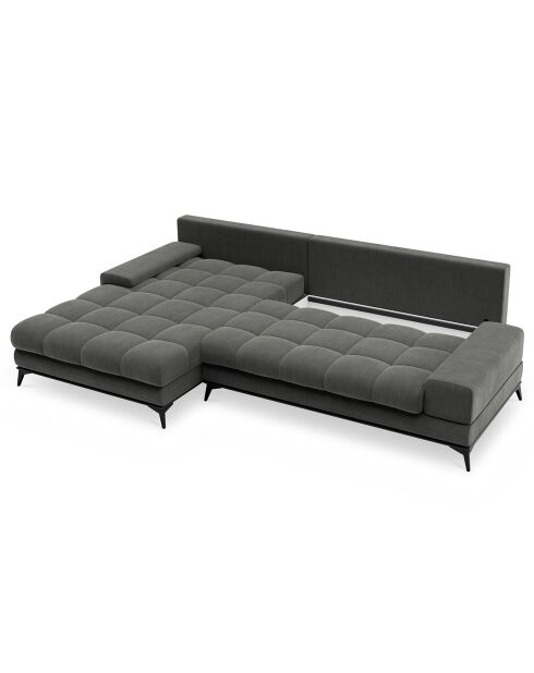 Canapé d'angle gauche convertible avec coffre de rangement Deneb 5 places gris foncé - 315x212x87cm
