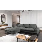 Canapé d'angle gauche convertible avec coffre de rangement Deneb 5 places gris foncé - 315x212x87cm