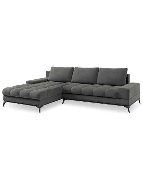 Canapé d'angle gauche convertible avec coffre de rangement Deneb 5 places gris foncé - 315x212x87cm