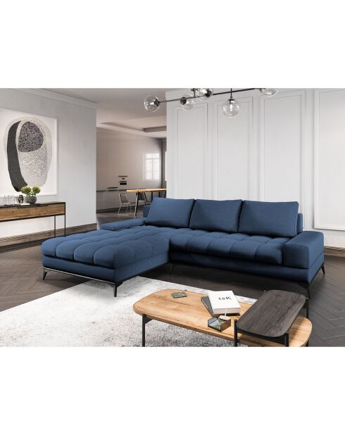 Canapé d'angle gauche convertible avec coffre de rangement deneb 5 places bleu - 315x212x87cm