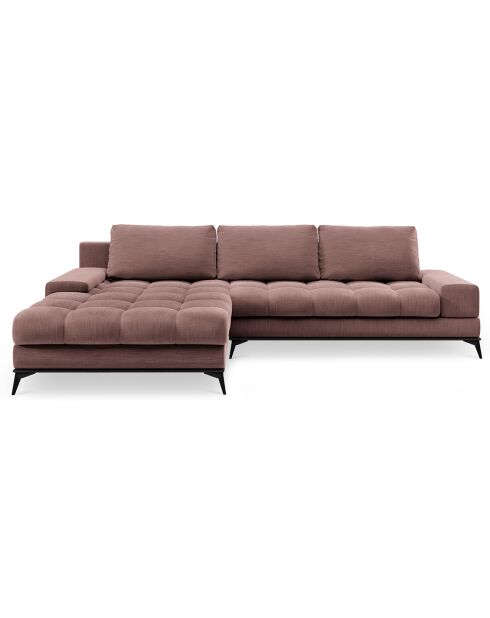 Canapé d'angle gauche convertible avec coffre de rangement deneb 5 places rose foncé - 315x212x87cm