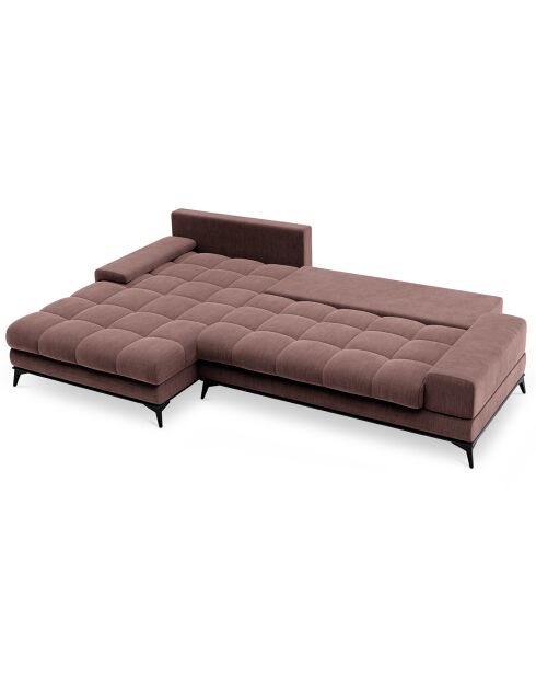 Canapé d'angle gauche convertible avec coffre de rangement deneb 5 places rose foncé - 315x212x87cm