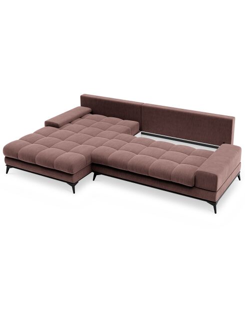 Canapé d'angle gauche convertible avec coffre de rangement deneb 5 places rose foncé - 315x212x87cm