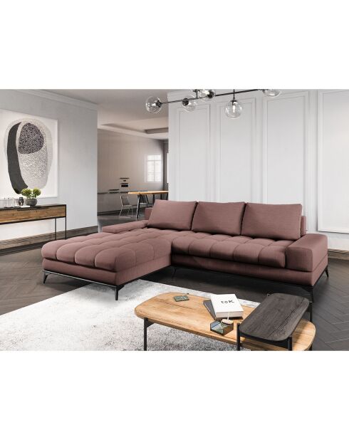 Canapé d'angle gauche convertible avec coffre de rangement deneb 5 places rose foncé - 315x212x87cm