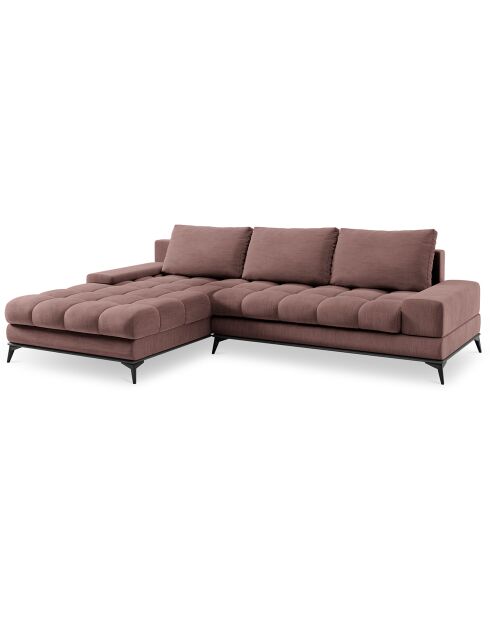 Canapé d'angle gauche convertible avec coffre de rangement deneb 5 places rose foncé - 315x212x87cm