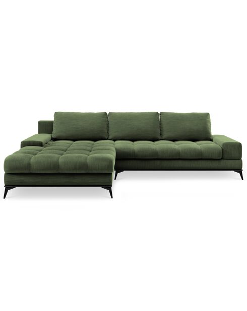 Canapé d'angle gauche convertible avec coffre de rangement Deneb 5 places vert - 315x212x87cm