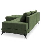 Canapé d'angle gauche convertible avec coffre de rangement Deneb 5 places vert - 315x212x87cm