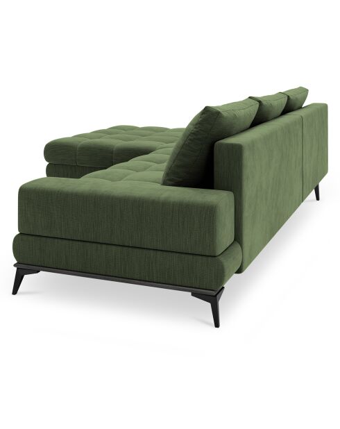 Canapé d'angle gauche convertible avec coffre de rangement Deneb 5 places vert - 315x212x87cm