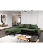 Canapé d'angle gauche convertible avec coffre de rangement Deneb 5 places vert - 315x212x87cm