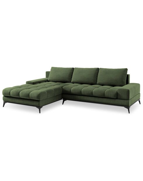 Canapé d'angle gauche convertible avec coffre de rangement Deneb 5 places vert - 315x212x87cm