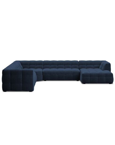 Canapé d'angle panoramique gauche velours vesta 8 places bleu roi - 378x322x68 cm