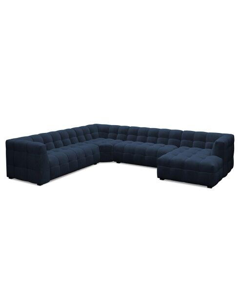 Canapé d'angle panoramique gauche velours vesta 8 places bleu roi - 378x322x68 cm