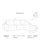 Canapé d'angle droit convertible avec coffre de rangement portia 4 places bleu foncé - 298x186x92 cm