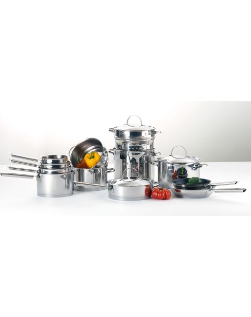 Sauteuse induction avec couvercle Elysée grise - D.24 cm