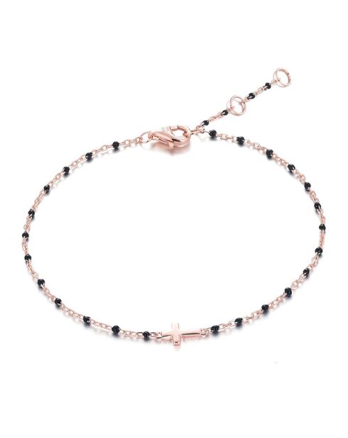 Armband aus rosévergoldetem Silber und schwarzem Harz