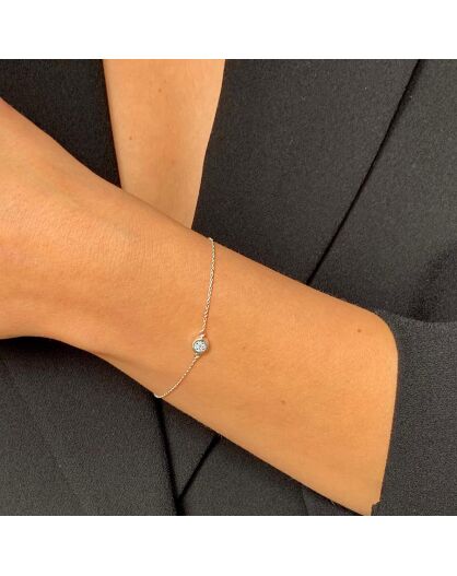 Bracelet en Argent rhodié & Diamant 0.035 ct
