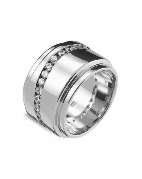 Grote ring van gerhodineerd zilver en zirkonia