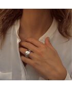 Grote ring van gerhodineerd zilver en zirkonia