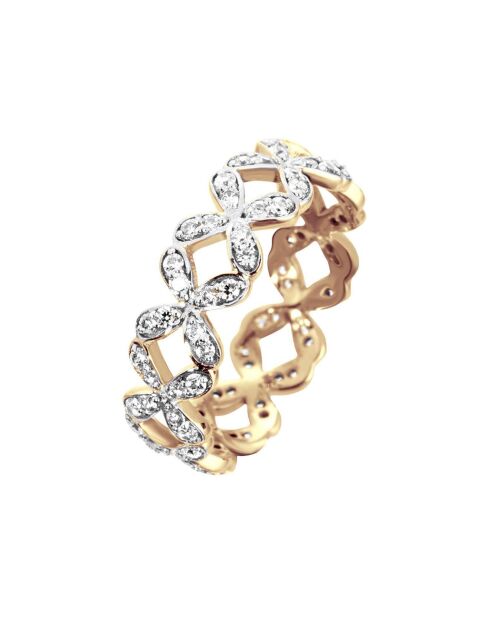 Rosévergulde diamanten ring van zilver en zirkonia