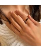 Rosévergulde diamanten ring van zilver en zwart zirkonia