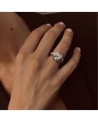 Ring van gerhodineerd en roségoud verguld zilver en zirkonia