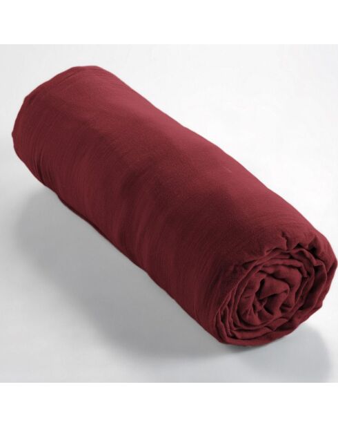 Drap housse  Gaze de Coton Gaïa bordeaux
