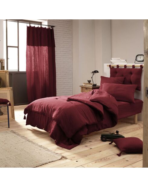Drap housse  Gaze de Coton Gaïa bordeaux