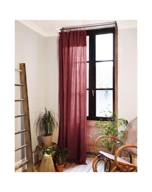 Rideau ajustable Gaïa 100% Gaze de Coton bordeaux - 140x300 cm