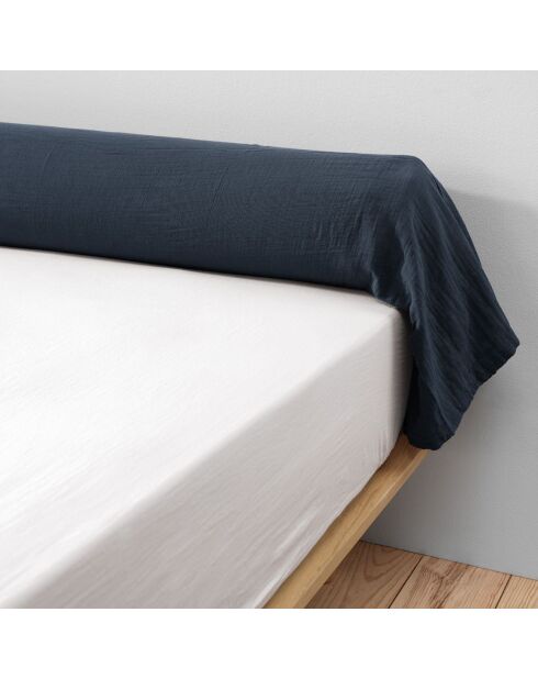 Taie de traversin  Gaze de Coton Gaïa bleu foncé - 85x185 cm