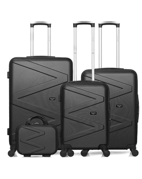 3 Valises 4 roues Amazone 30/55/65/75 cm & Vanity noires