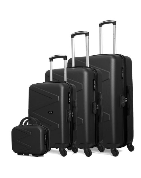 3 Valises 4 roues Amazone 30/55/65/75 cm & Vanity noires