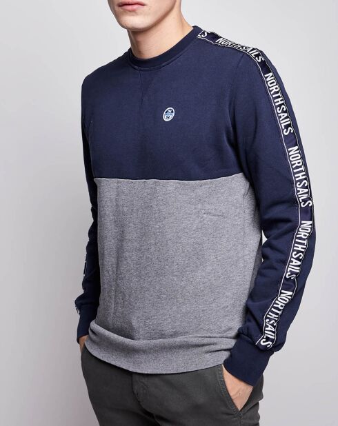 Sweat Color-Block bleu marine/gris