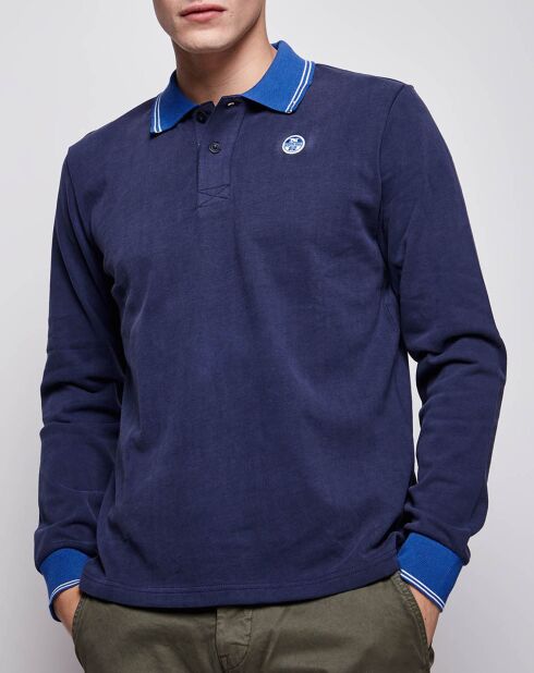 Polo en jersey brossé bleu marine