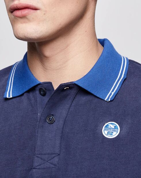 Polo en jersey brossé bleu marine